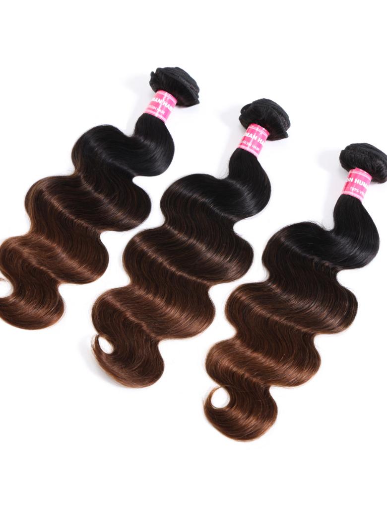 UNice Brown Balayage 4x4 Lace Closure With 3Pcs Body Wave Bundles