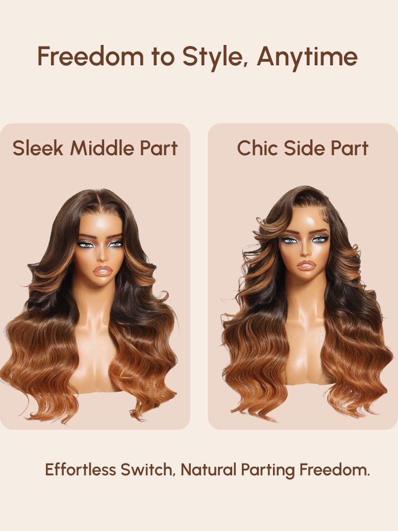 UNice 13x4 Pre-Everything™ Lace Frontal Auburn Ombre Loose Wave Drawstring Wig With Face Framing Layers