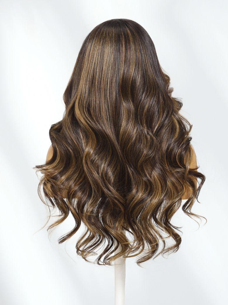 UNice Bye-Bye Knots™ 7x5 Lace Black With Blonde Highlight Loose Wave Wig With Invisi Drawstring & Face Framing Layers