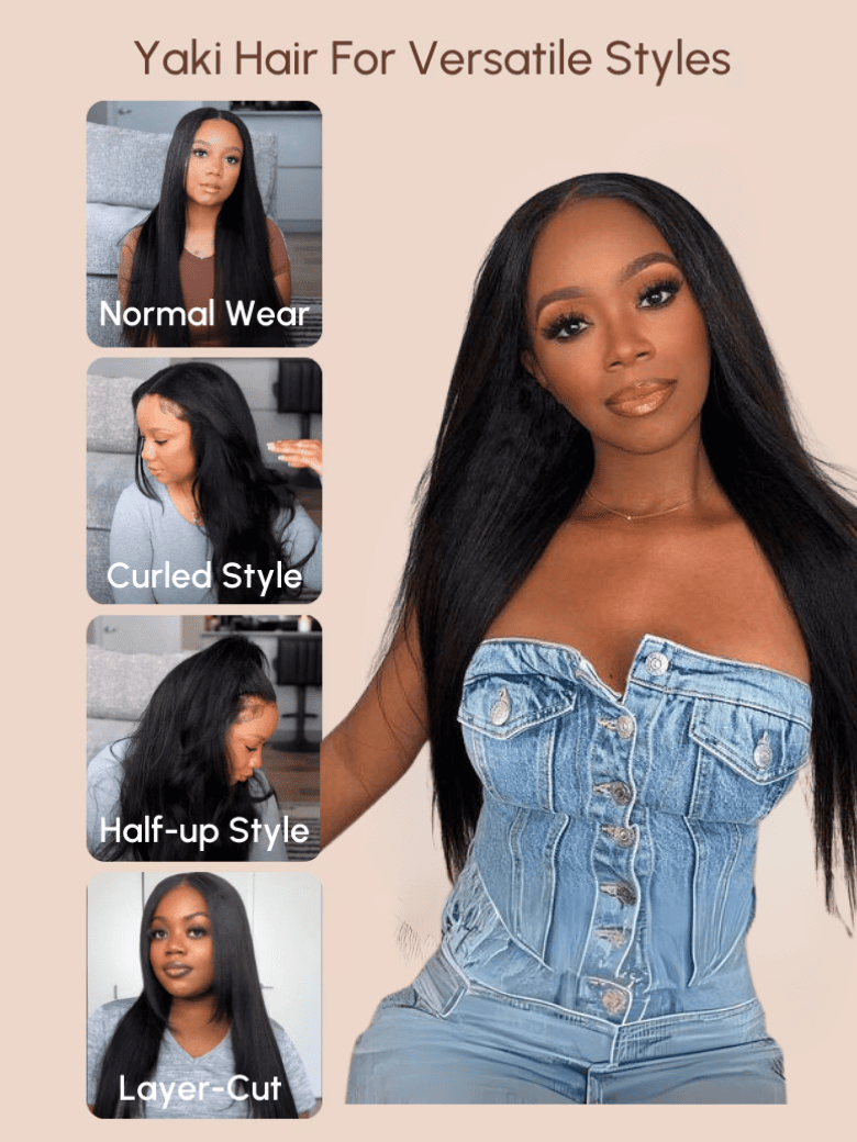 Glueless EasiContour V Part 150% Density Glueless Yaki Wig
