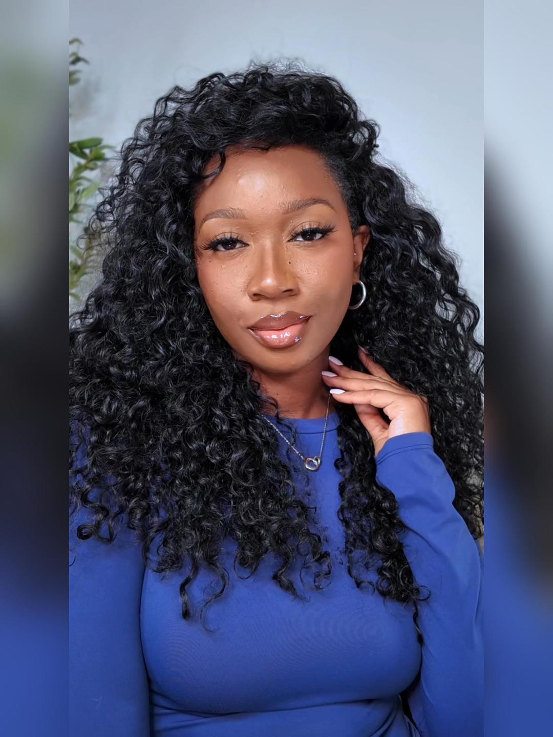 [Price Drop] UNice InvisiBlend™ V Part Bouncy Water Wave Curly Seamless Blending Wig With Drawstring 150% Density Protect Your Natural Hair