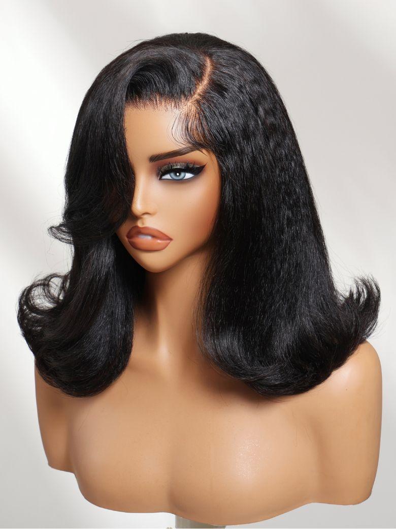 UNice Bye-Bye Knots™ 7x5 Lace Kinky Straight Blowout Drawstring Wig With Flipped Ends & Side Swept Bangs