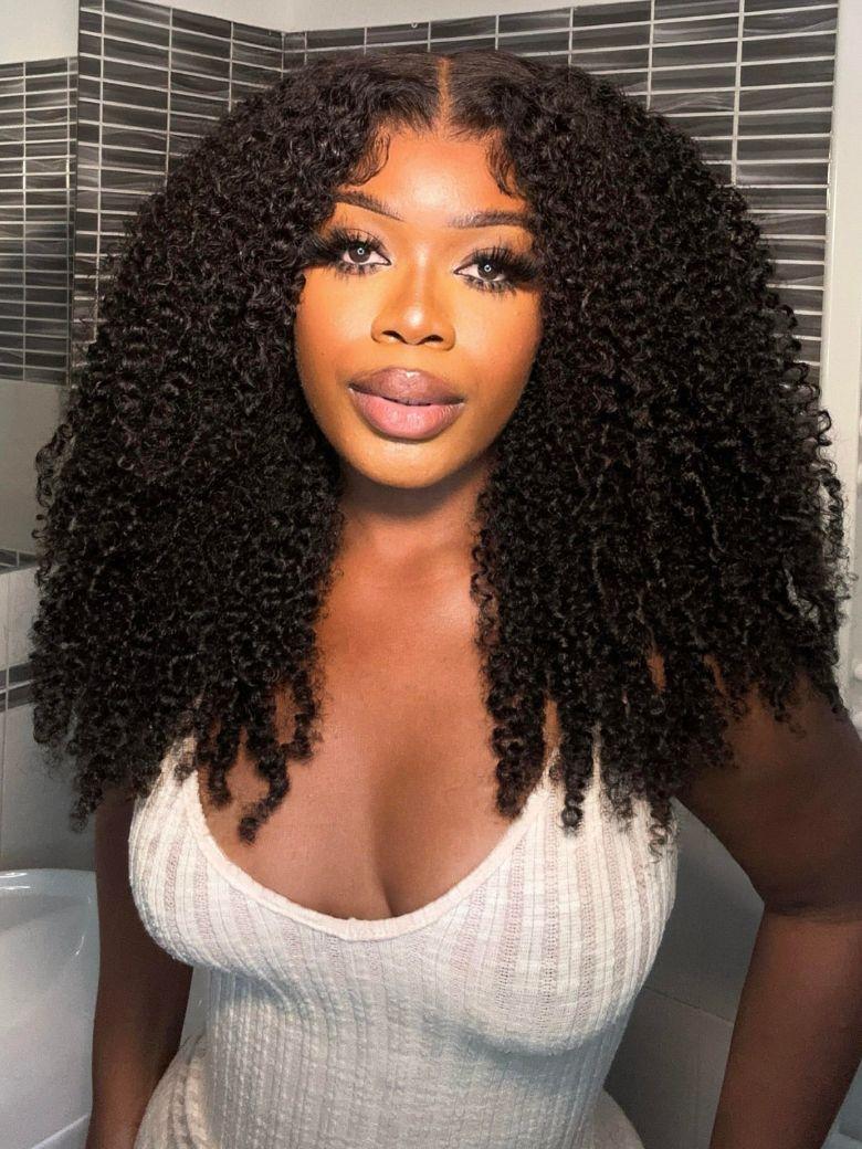 [24''=$139] 7x5 Bye Bye Knots™ Glueless Lace Red Blonde Highlights Loose Wave & Natural Black Kinky Curly Wig