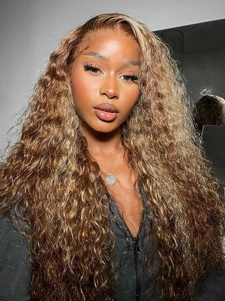 20 Inch 13x4 Pre-Everything Lace Frontal TL412 Honey Blonde Highlights Water Wave Wig