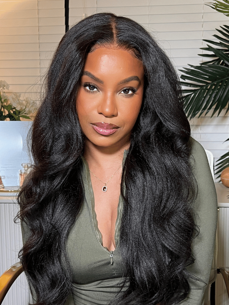UNice EasiContour™ V Part Glueless Yaki Straight Wig With Invisi Drawstring 100% Human Hair 150% & 180% Density