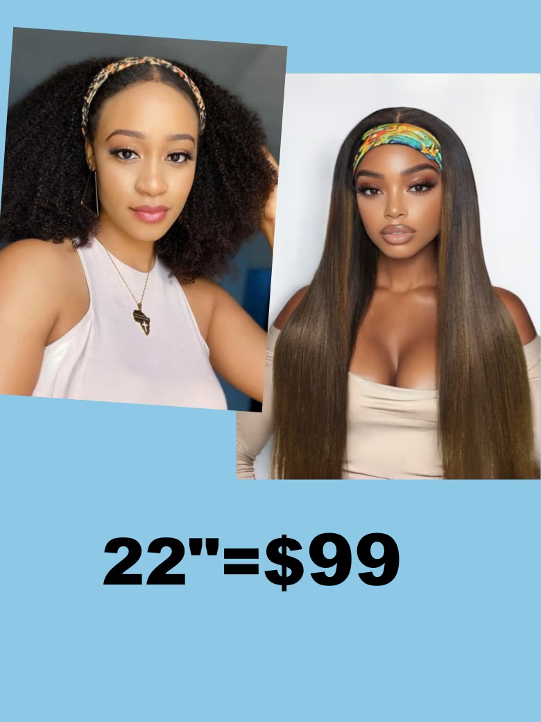 [20''=$89] Low Maintenance Put On And Go Yaki Straight Headband Black To Chestnut Brown Ombre Human Hair Glueless Wig