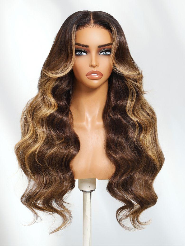 UNice 13x4 Pre-Everything™ Lace Frontal Auburn Brown Loose Wave Wig with Invisi Drawstring & Face Framing Layers