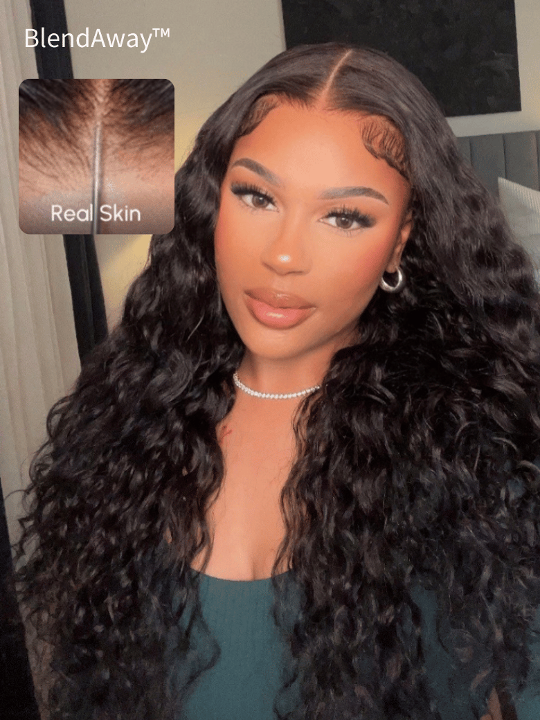 5x5 Thin HD BlendAway Lace Closure Glueless Water Wave Wig with Bleached Knots Match All Skin Tones 150% Density