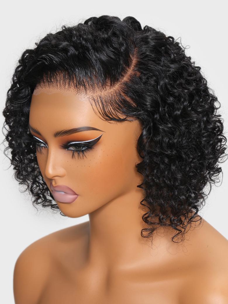 [Down to $69] 7x5 Bye-Bye Knots Wig Blonde with Brown Root Straight & Natural Black Short Curly Bob Wig