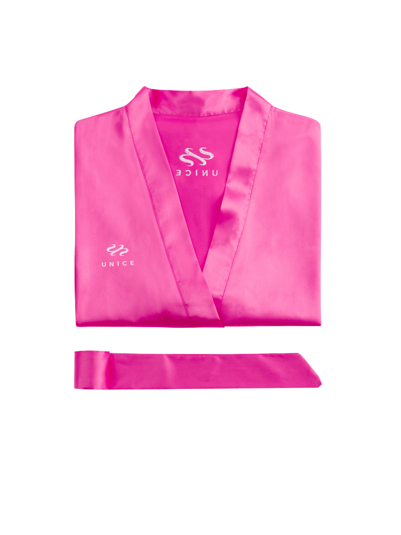 UNice Exclusive Pink Silk Robe Intimate Lingerie Nightgown Sexy Nightwear (1 pc)