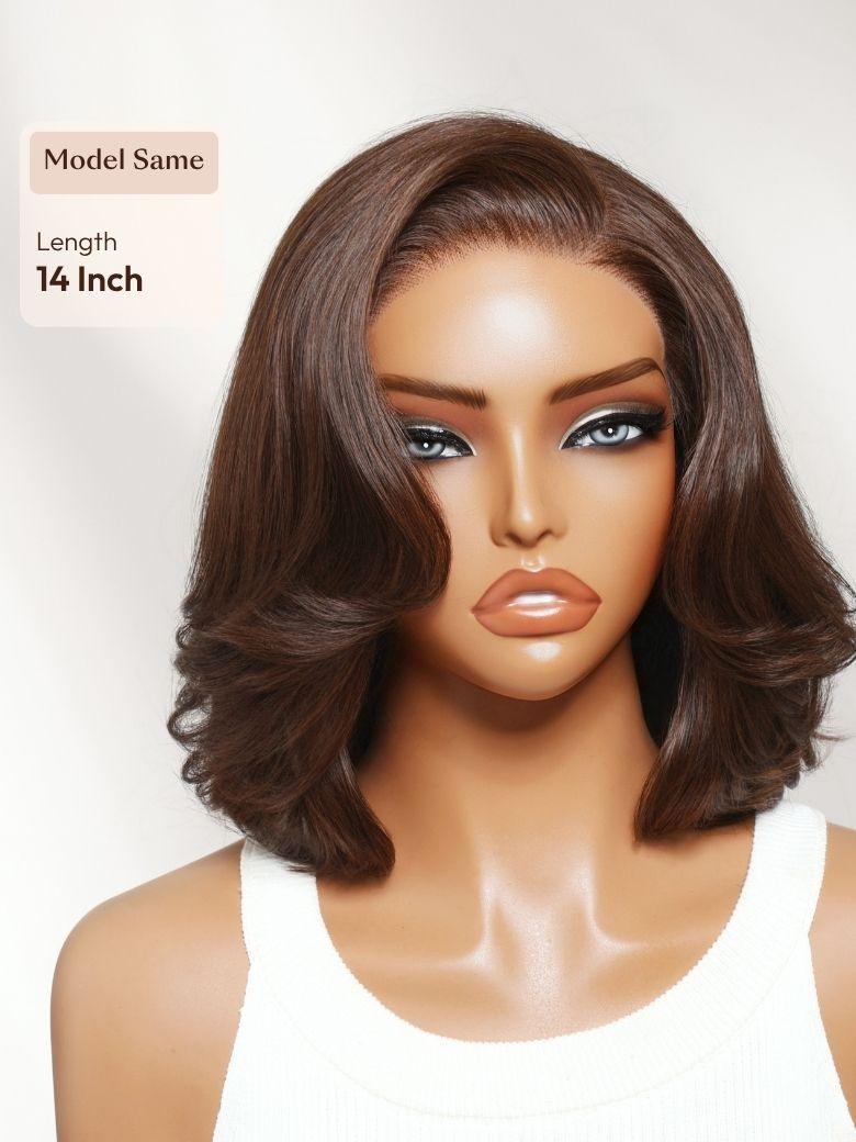 UNice 7x5 Bye Bye Slip™ Lace Chocolate Brown with Caramel Blonde Highlights Body Wave Wig with Side Part Bangs