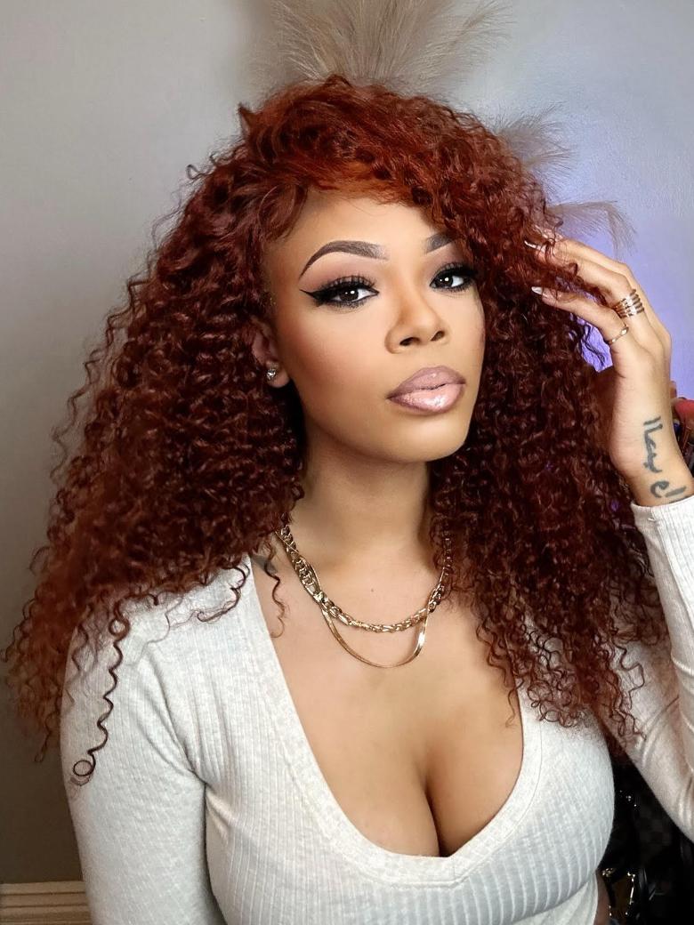 [From 20"] Super Secure 13x4 Pre-Everything Wig Reddish Brown Jerry Curly Giving Warmth And Bounce Beauty