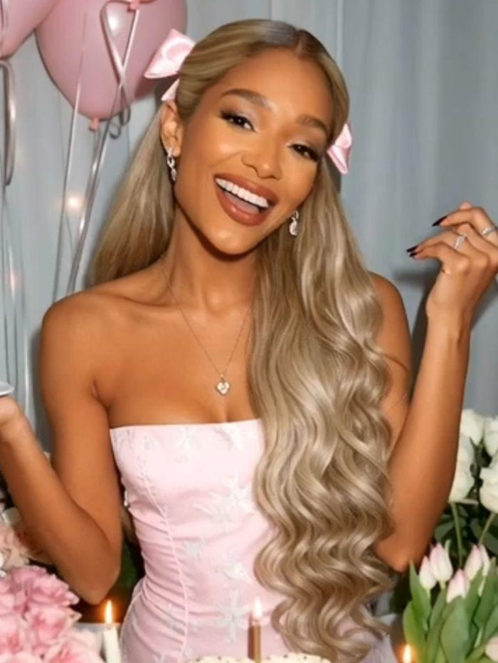 UNice Ash Blonde With Brown Roots No Slip 13x4 Pre-Everything™ Lace Frontal Body Wave Wig with Invisi Drawstring