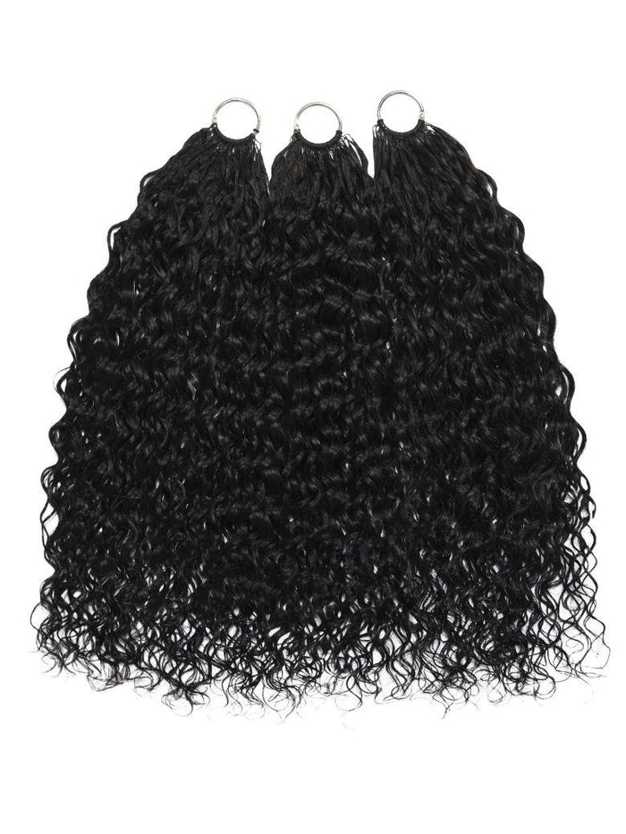 UNice Feather Crochet Human Hair Black Water Wave Micro Ring Loop Hook & Slay