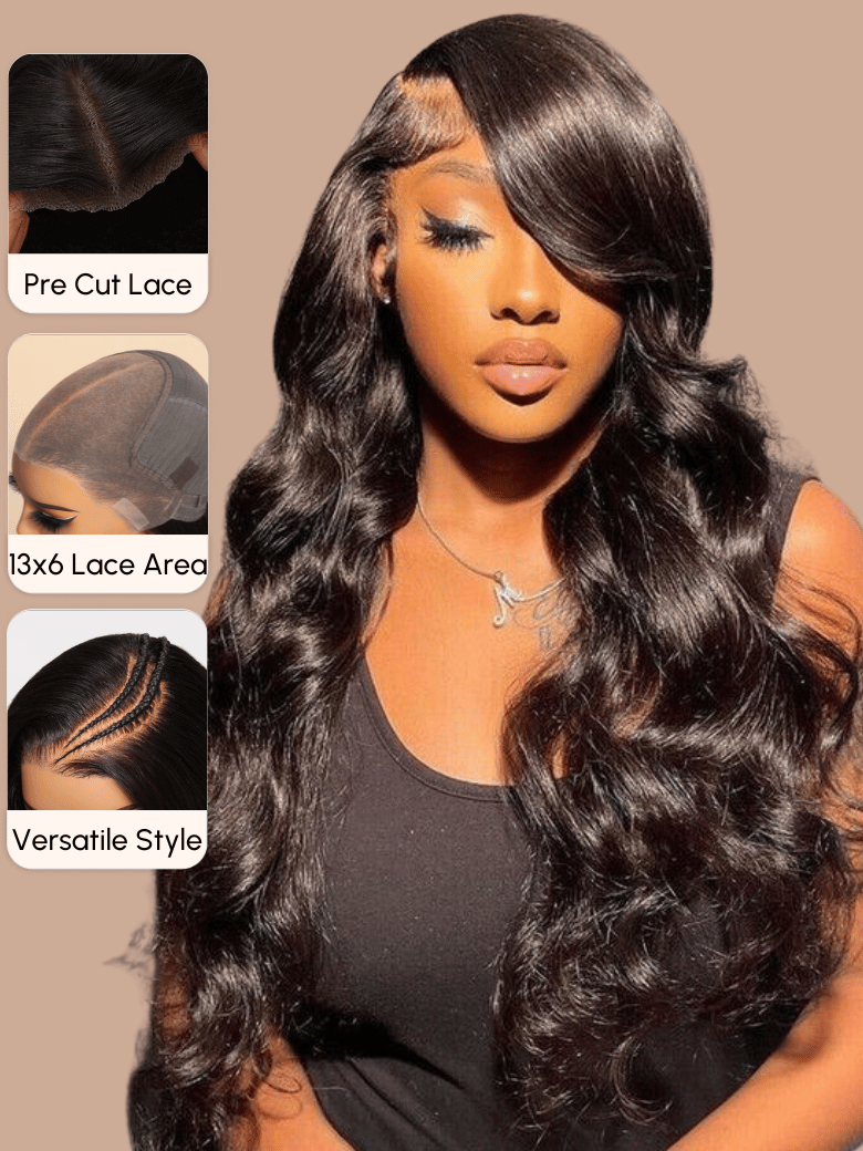 UNice 7x5 Lace Bye Bye Knots & 13x6 Lace Frontal Black Body Wave Pre-Everything Wig 150% Density