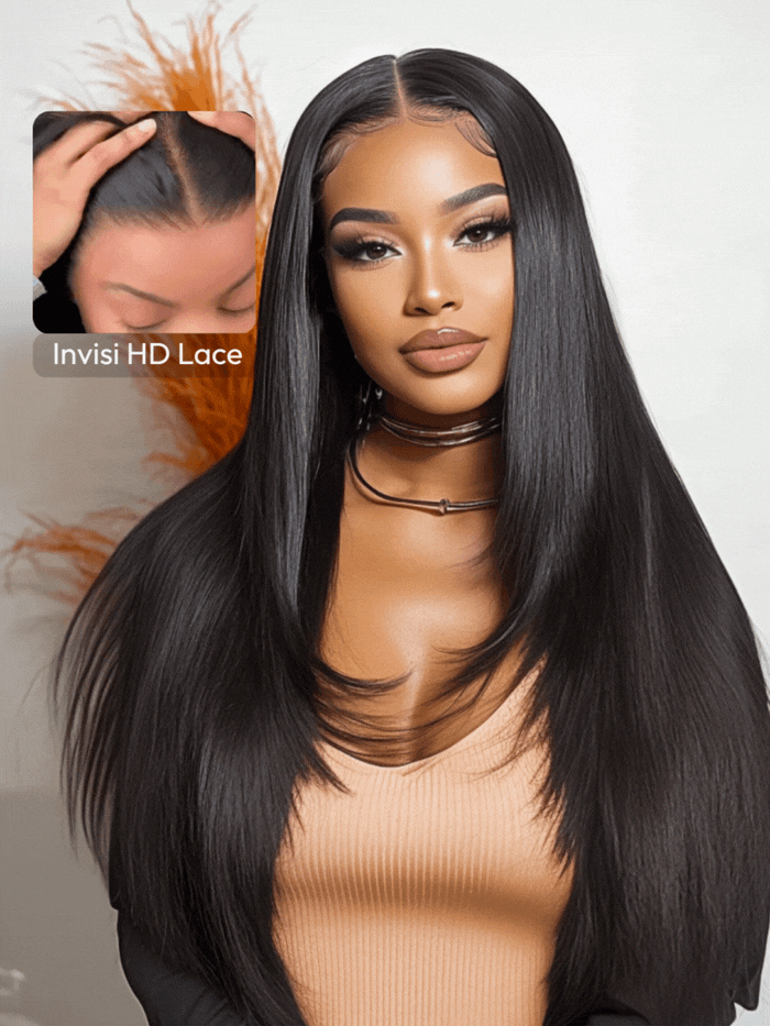 UNice HD RealScalp™ Wig 13x4 Invisible Lace Frontal Black Layered Straight Wig