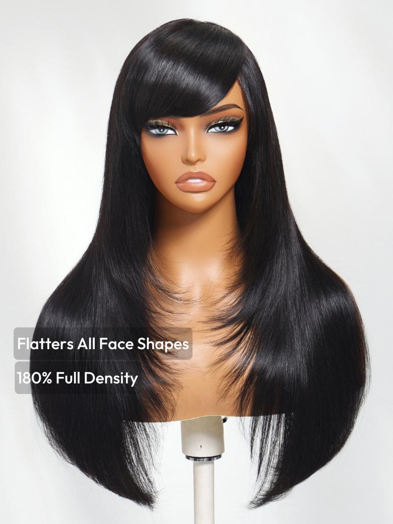Unice Bye-Bye Knots 7x5 Lace Layered Straight Wig With Side Bangs