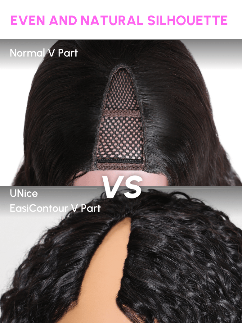 EasiContour™ V Part Minimal Glueless Kinky Curly Glueless Wig 150% Density