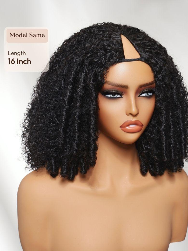 UNice EasiContour™ V Part Afro Kinky Curly with Finger Coil Ends Drawstring Wig