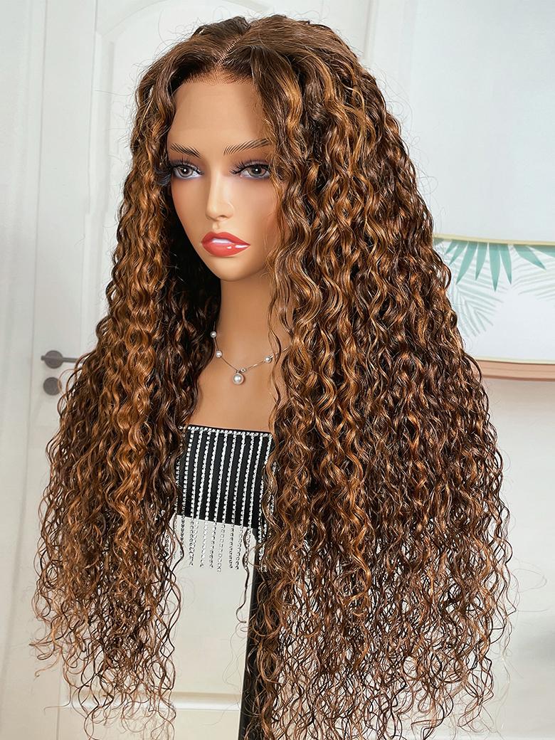 Bigekane Approved UNice Ombre Highlights Piano Brown 13x4 Lace Front Water Wave Wig