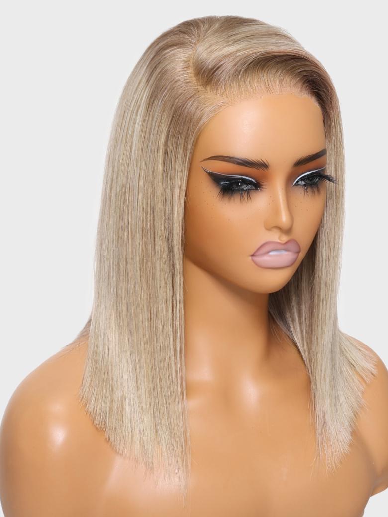 UNice Bye-Bye Knots Wig 7x5 Lace Blonde with Brown Root Straight Bob Wig