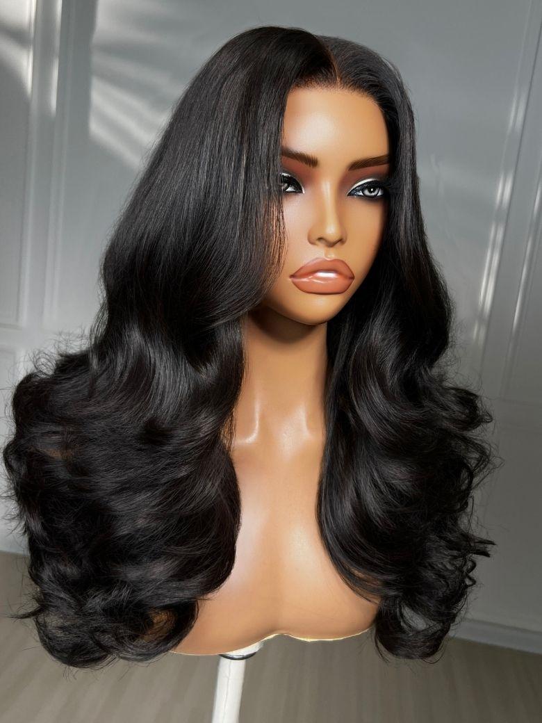 UNice 7x5 Bye Bye Slip™ Lace Black Celebrity-Inspired Side Part Natural Curly Bob Wig Drawstring Wig 180% Density