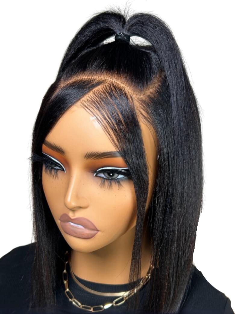 UNice 13x4 Lace Frontal Black Yaki Bob Pre-Everything Wig