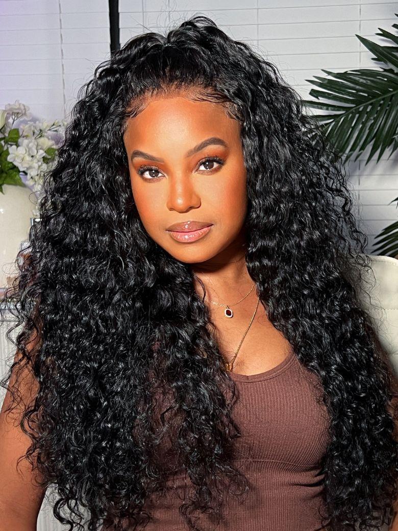 [From 18"] Blend & Secure 10 seconds flip-over Half Wig Water Wave Glueless Wig With Drawstring