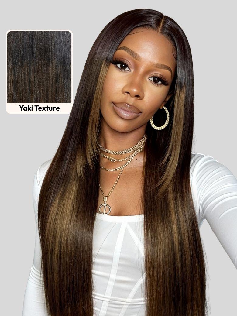 UNice Bye-Bye Knots™ 7x5 Lace Black Cherry Layered Wolf Cut with Wispy Bangs&Body Wave With Curtain Bangs Drawstring Wig