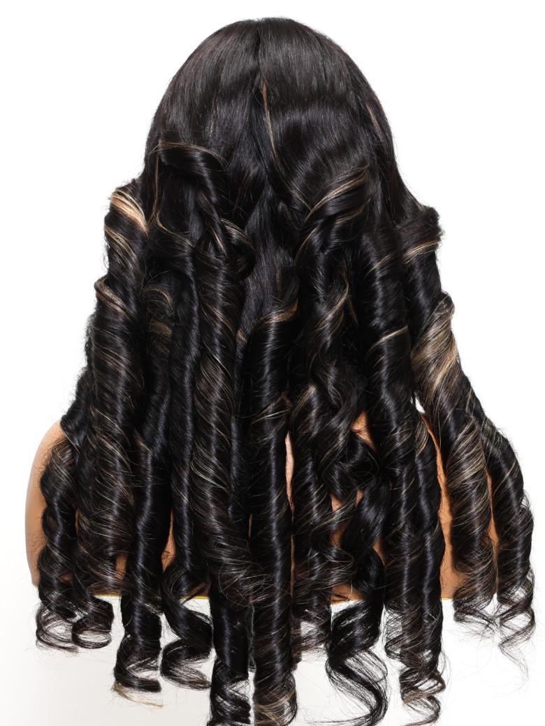 13x4 Pre-Everything Wig 180% Density Lace Front Body Wave Wig With Blonde Highlights