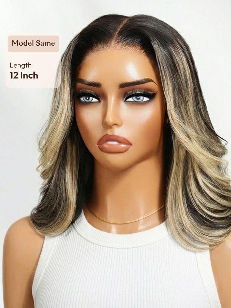UNice 7x5 Bye Bye Slip™ Glueless Lace Dark Brown to Caramel Ombre with Dark Roots Jerry Curly Wig with Spiral Curls