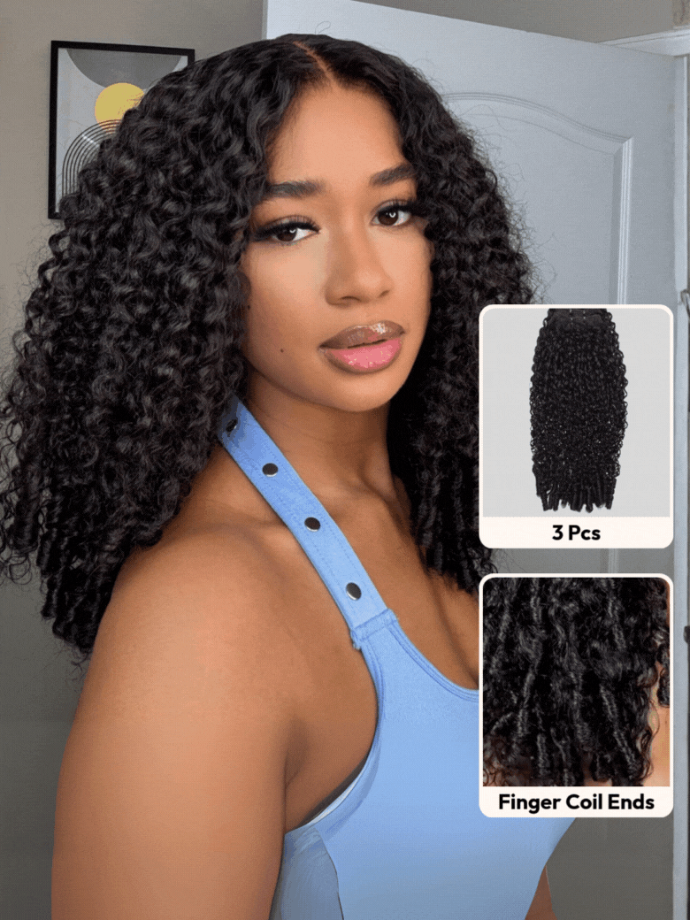 UNice 3 Pc/pack Burmese Curly Human Hair 3 Bundles With Twist Out Ends