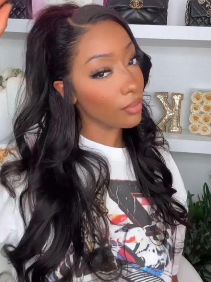 [24 INCH 60% OFF] 13x4 Pre-Everything™ & 7x5 Bye-Bye Slip Loose Wave With Face-Framing Layers And Side-Swept Bangs With Drawstring