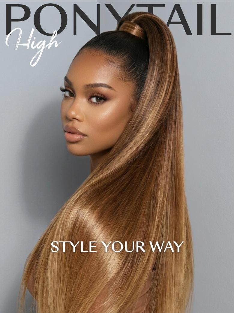 UNice 360 HD Lace Pre-plucked Luxury Raw Virgin Hair Brown to Honey Blonde Ombre Silky Straight Wig with Dark Roots
