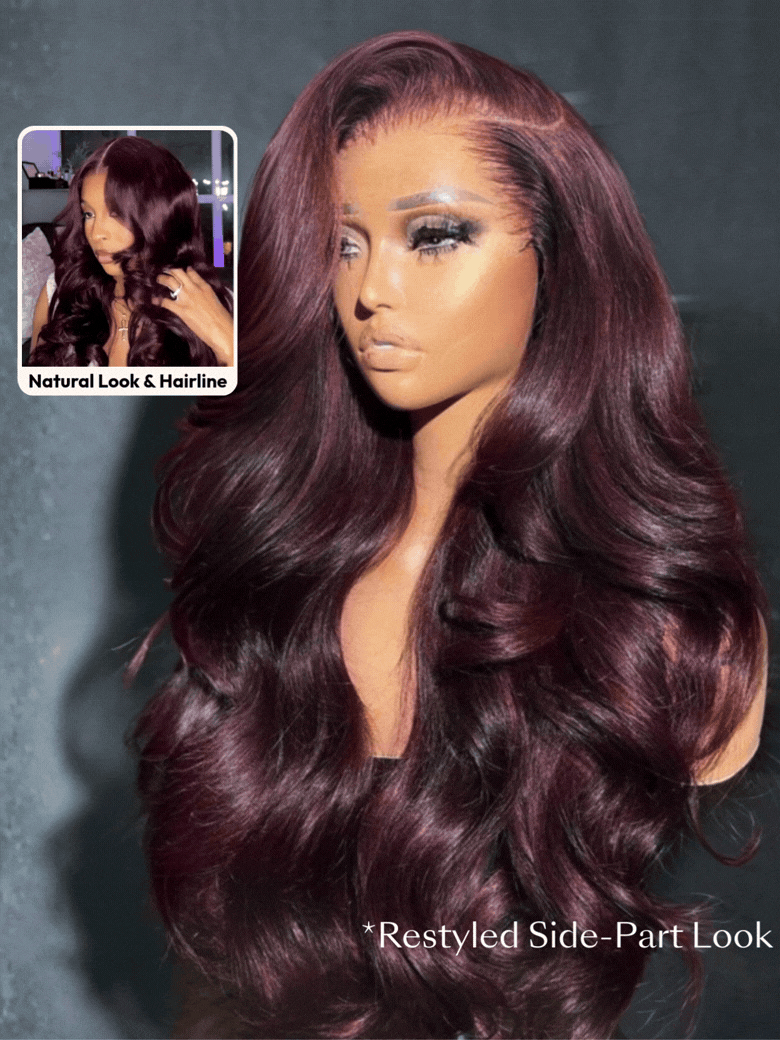 UNice 7x5 Bye-Bye Knots™ & 13x4 Pre-Everything™ Lace Frontal Purple Black Cherry Layered Straight & Loose Wave With Invisi Drawstring Wig