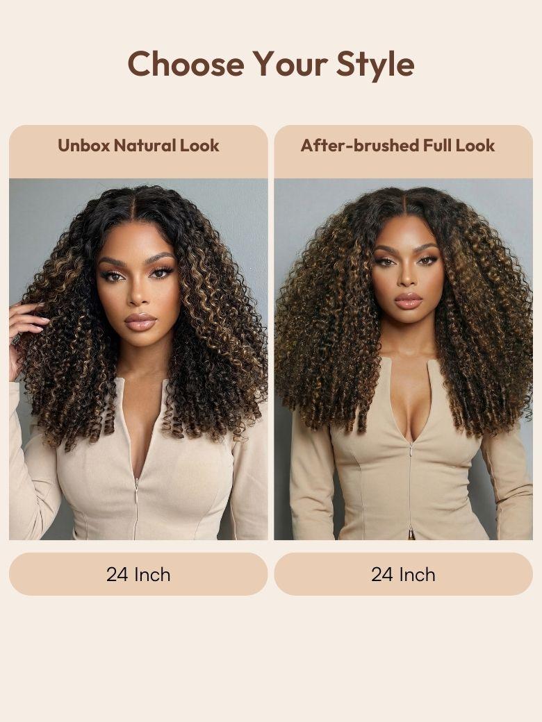 UNice Bye-Bye Knots™ 7x5 Lace Balayage Highlight Curly Wig with Defined Finger Coil Ends