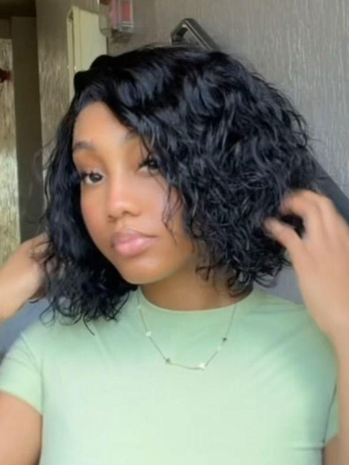 [ Sherika Same ] UNice Bye-Bye Slip™ 6x4 Glueless Lace "C" Side Part Loose Wavy Bob 220% High Density Drawstring 100% Human Hair Wig For Beginners