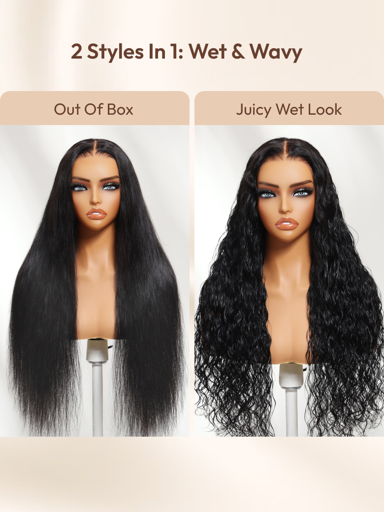 UNice 13x4 Pre-Everything™ Lace Frontal Chestnut Brown Water Wave Glueless Drawstring Wig