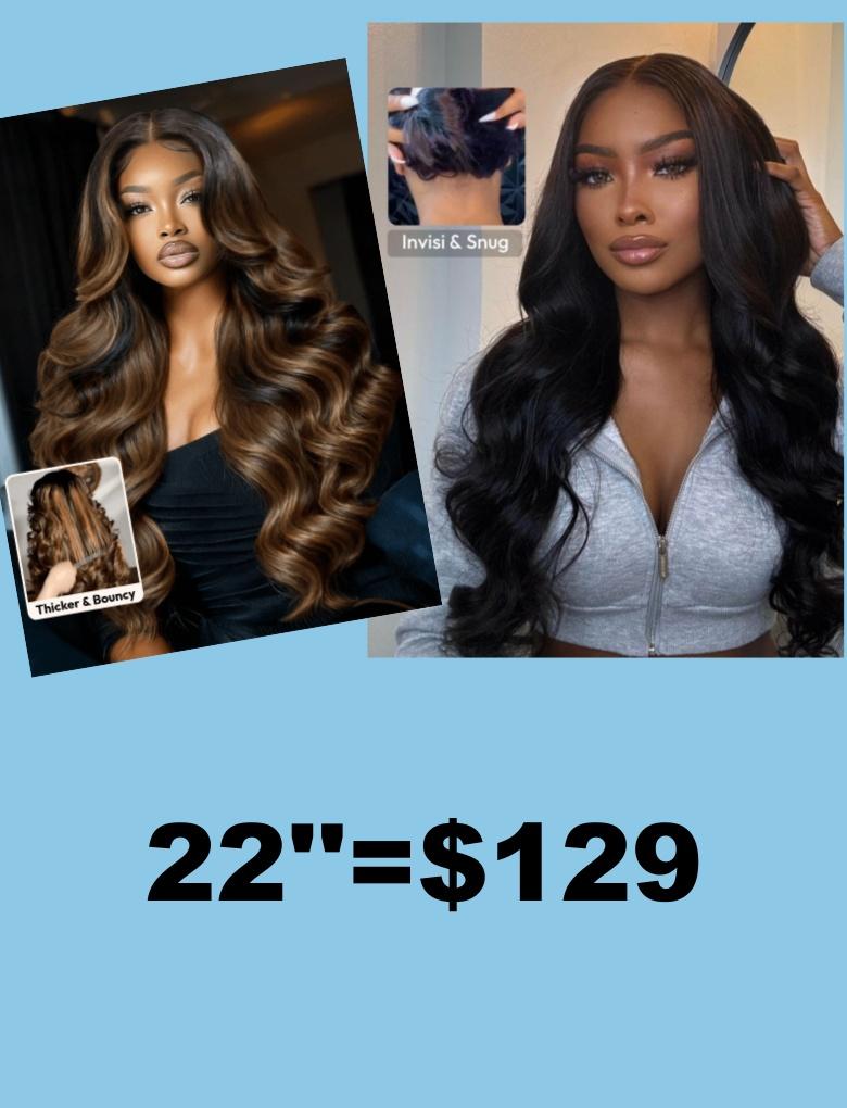 [22"=$129] 13x4 Balayage Highlights Body Wave Wig& 3D Black Body Wave Real Ear To Ear Pre-Everything Wig