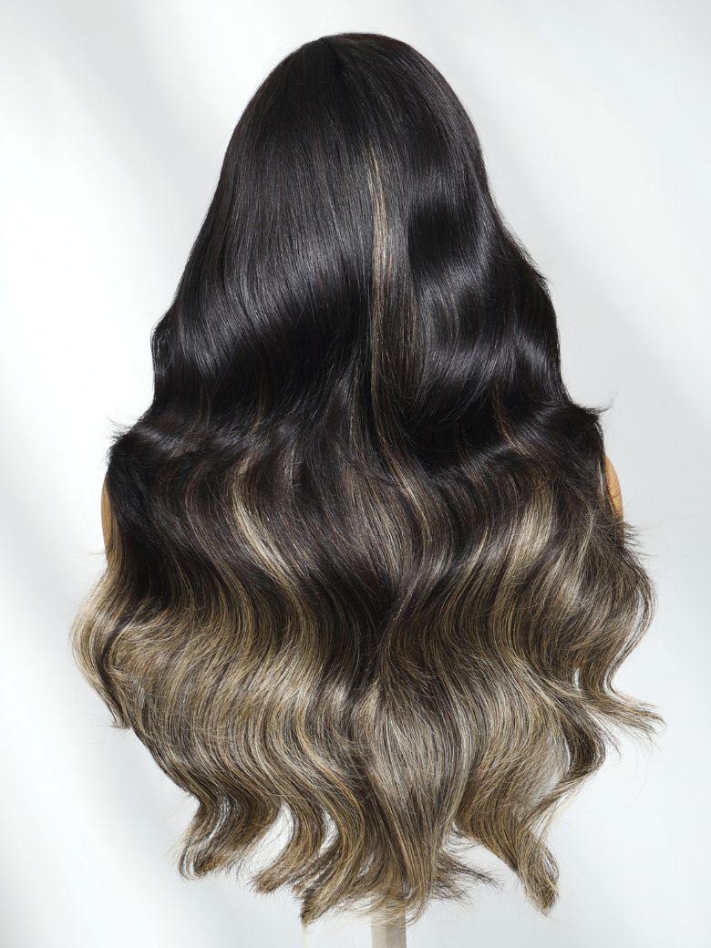 UNice Bye-Bye Knots™ 7x5 Lace Black With Blonde Highlight Loose Wave Wig With Invisi Drawstring & Face Framing Layers
