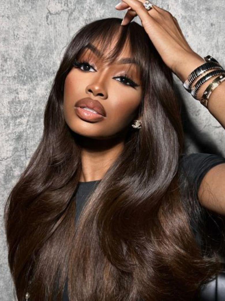 13x4 Pre-Everything™ Lace Front Espresso Brown With Highlights Loose Wave Wig