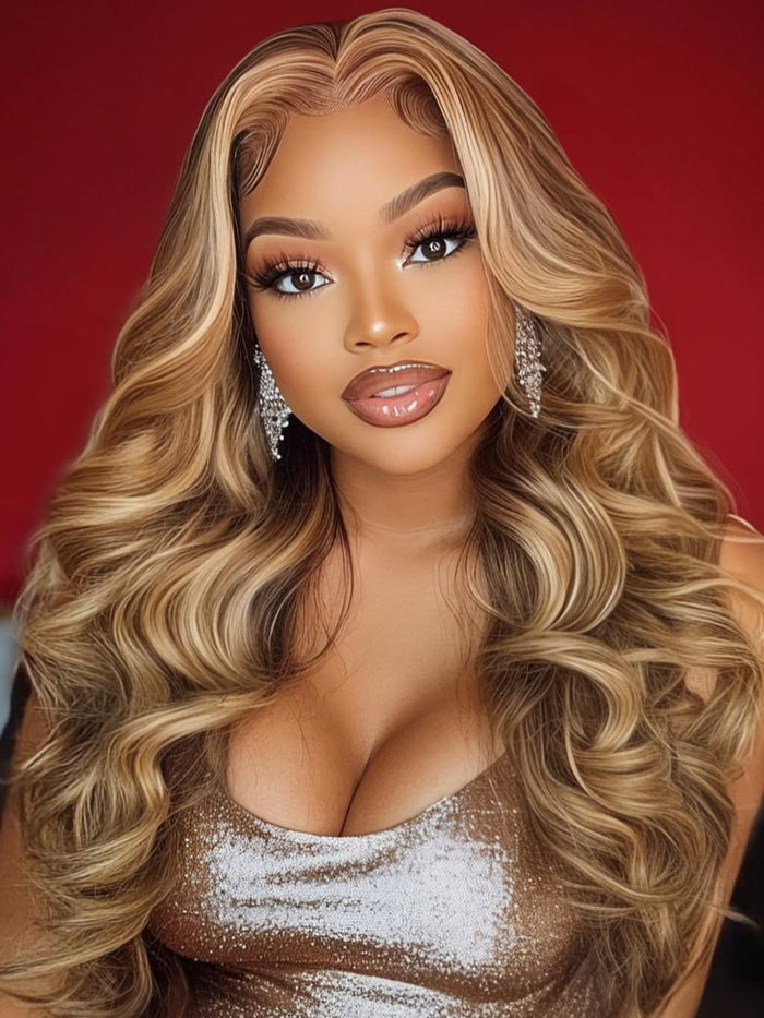 [Invisi Drawstring] Bye-Bye Knots Wig Pre-Cut 7x5 Glueless Lace Honey Blonde Body Wave Wig