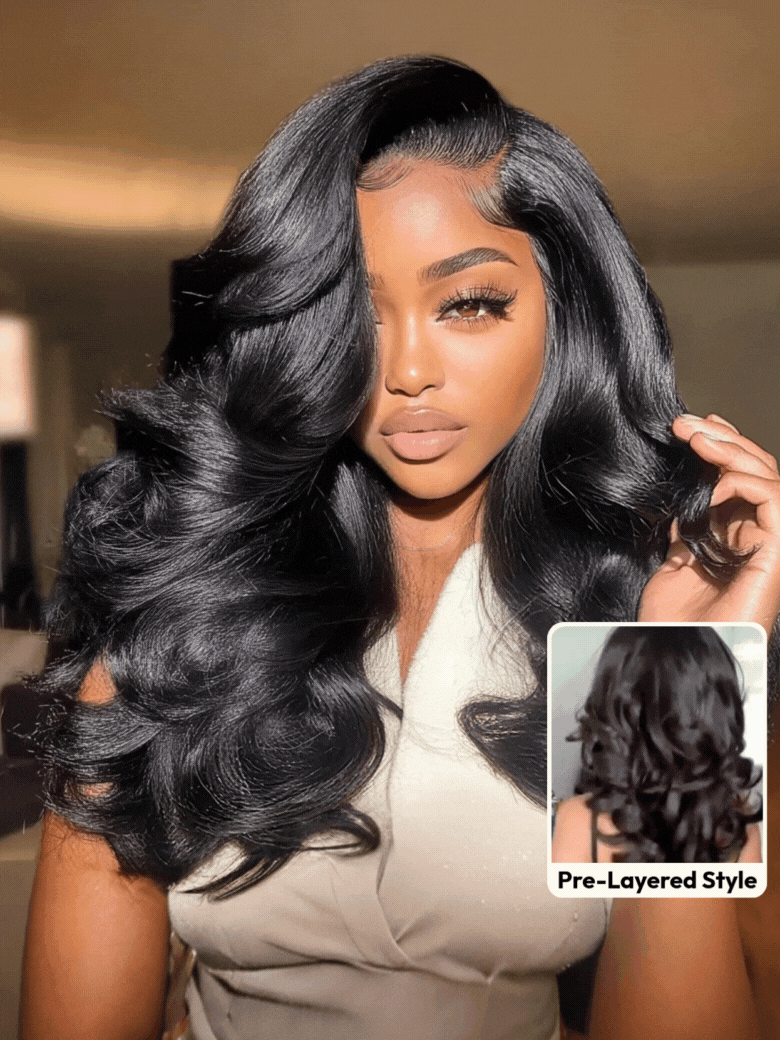 UNice Bye-Bye Slip™ Wig Feathered Layer Left Side Part 200% Density Wig with Secure Silicone Strips and Drawstring