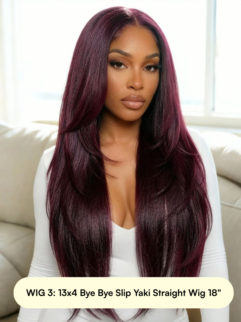 Black Yaki Straight | Jerry Curly 7x5 Glueless Bye Bye Knots Wig