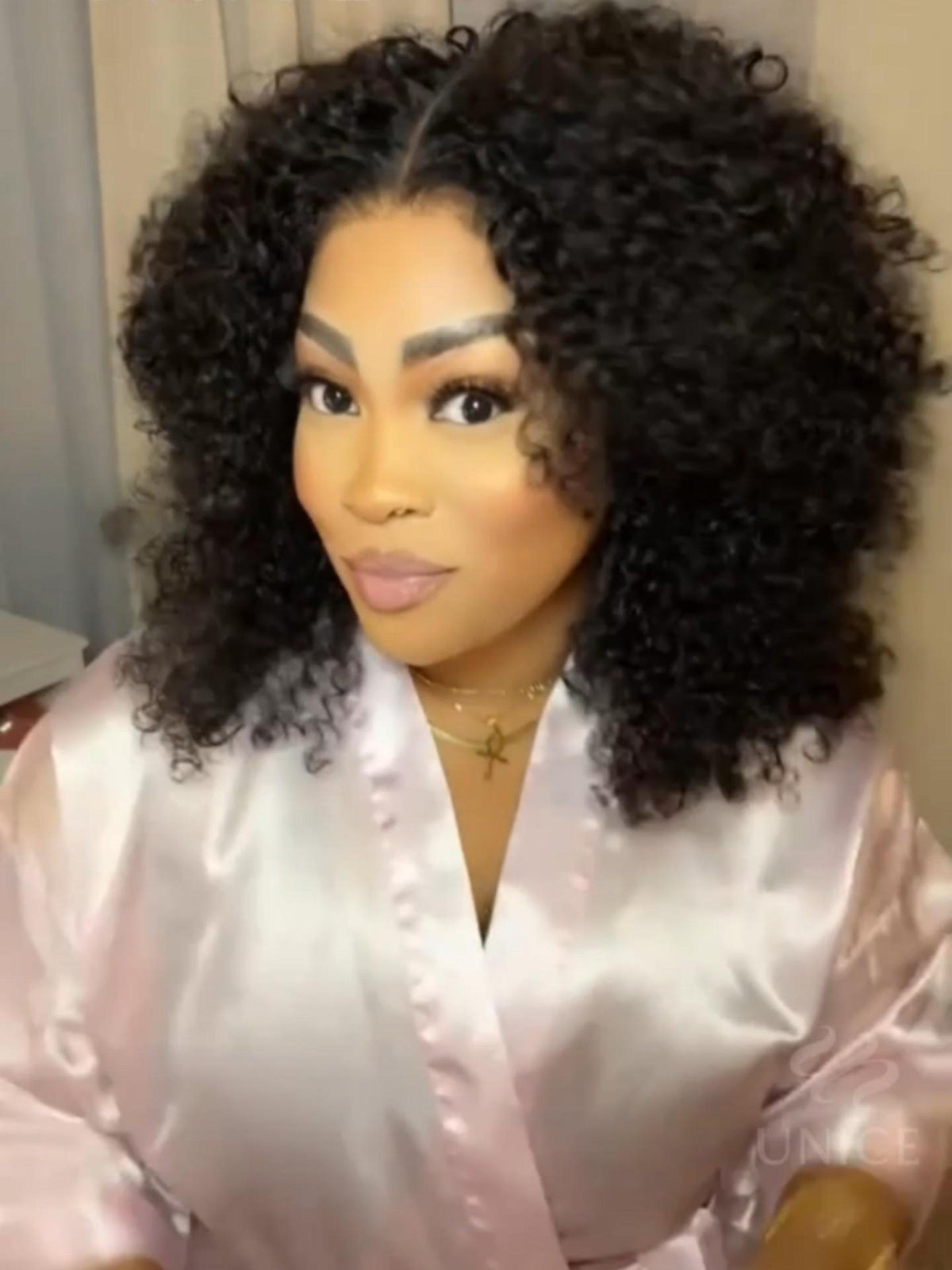 7x5 Bye Bye Knots Glueless Wig Black Kinky Curly Wig With 4C Baby Hair Drawstring Wig
