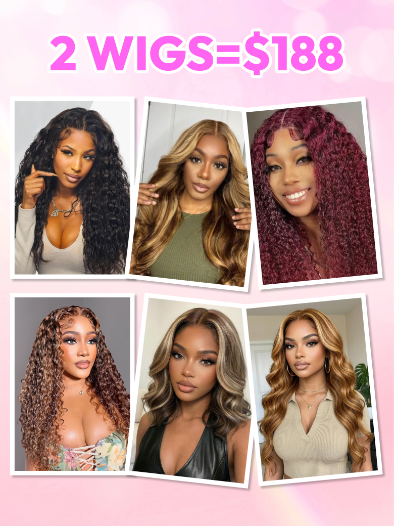 2 Wigs $99 for 16" Kinky Curly Lace and 10" Bob Wig