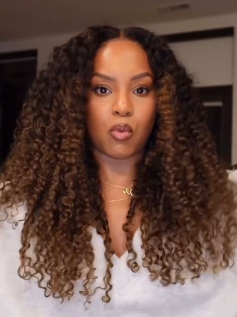 7x5 Bye Bye Slip™ Glueless Lace Black to Chestnut Brown Ombre Burmese Curly With Finger Coil Ends Wig-Put On & Go With Invisi Drawstring