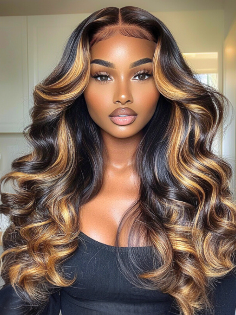 [24 Inch] UNice 13x4 Pre-Everything Lace Front & 7x5 Lace Loose Wave Butterscotch Highlights Brown Wig 150% Density