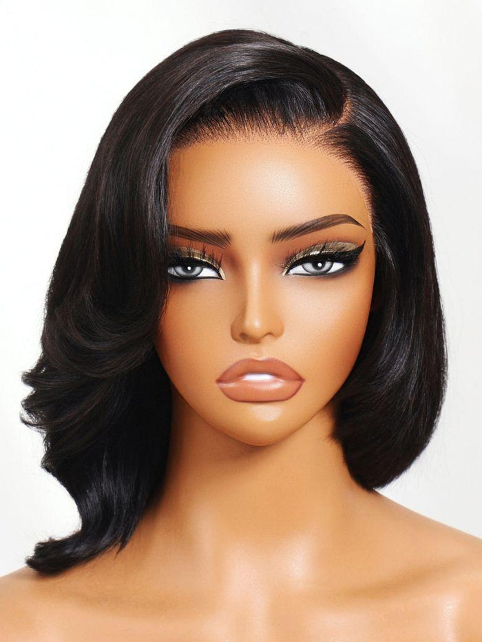 UNice 13x4 Pre-Everything™ Lace Frontal  Black Straight Asymmetrical Bob Wig with Invisi Drawstring