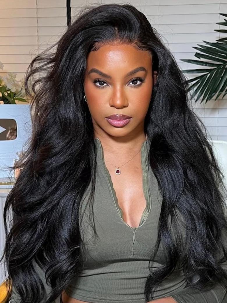 EasiContour V Part Glueless Yaki Glueless Wig 150% Density